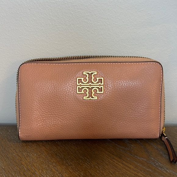 Tory Burch Britten ZIP Continental Leather Wallet mauve - Picture 1 of 8